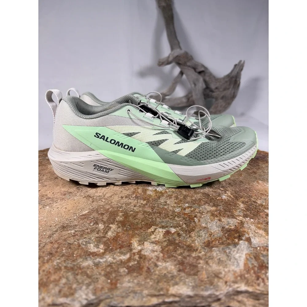 Salomon Sense Ride 5 Trail Running Shoes Green Energy Foam 473141 Womens 9.5